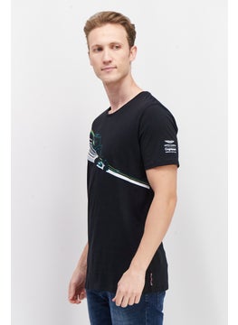 Aston Martin Men Round Neck Short Sleeve Graphic Print T-Shirt, Black Combo  - Image 2