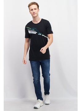 Aston Martin Men Round Neck Short Sleeve Graphic Print T-Shirt, Black Combo  - Image 1