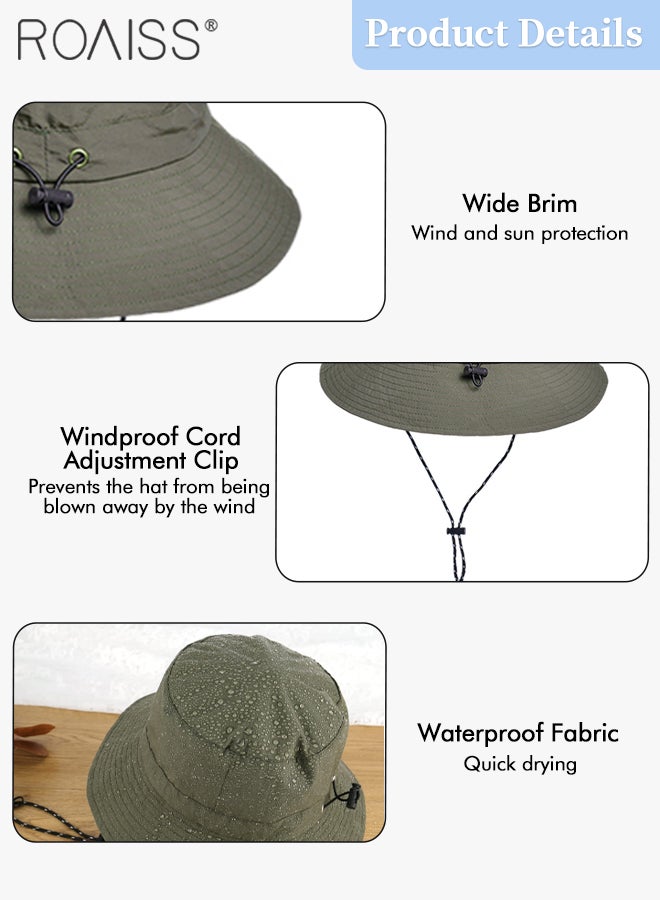 رويس قبعة شمس للرجال والنساء، حافة واسعة مع حماية من الشمس بمعيار UPF 50+، قبعة صيد وقبعة بكيت، مقاومة للماء وقابلة للطي، قبعة شمس للشاطئ مناسبة للمشي لمسافات طويلة والتخييم وسفاري - Image 5