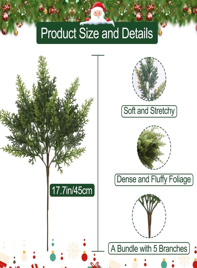 GlimLit 12Pcs 18" Real Touch Christmas Cedar Branches Artificial Realistic Christmas Greenery Pine Branches Faux Greenery Plants Stem for Vase DIY Crafts Garland Wreath Indoor Outdoor Home Decor - Image 3