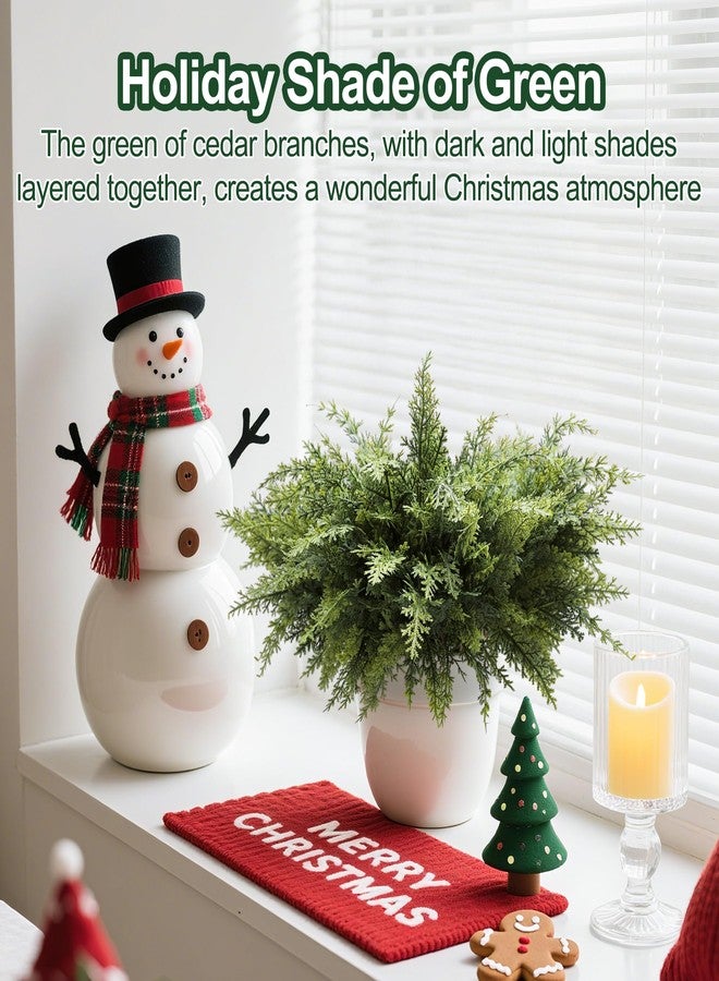 GlimLit 12Pcs 18" Real Touch Christmas Cedar Branches Artificial Realistic Christmas Greenery Pine Branches Faux Greenery Plants Stem for Vase DIY Crafts Garland Wreath Indoor Outdoor Home Decor - Image 4