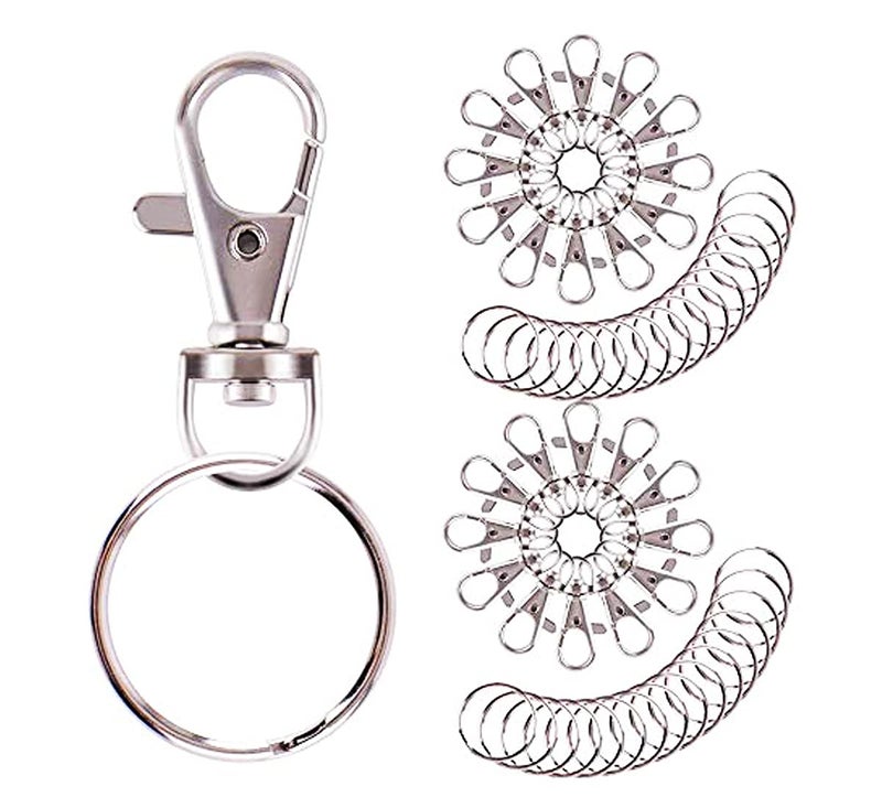 DIY Crafts Pack of 5 Sets, Silver, Swivel Clasps Lanyard Snap Hook Lobster Claw Clasp & Keychain Rings for Hanging Nail Files, Label Tags, Foldable Scissors, K(Pack of 5 Sets, Silver) - Image 1