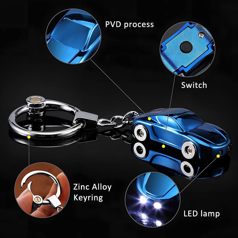 SOMGEM Creative Key Chain Car Keychain Flashlight with 2 Modes LED Lights 2 in 1 Car Key Chain Ring for Office Backpack Purse Charm,Great Gift for Men or Women - Image 4