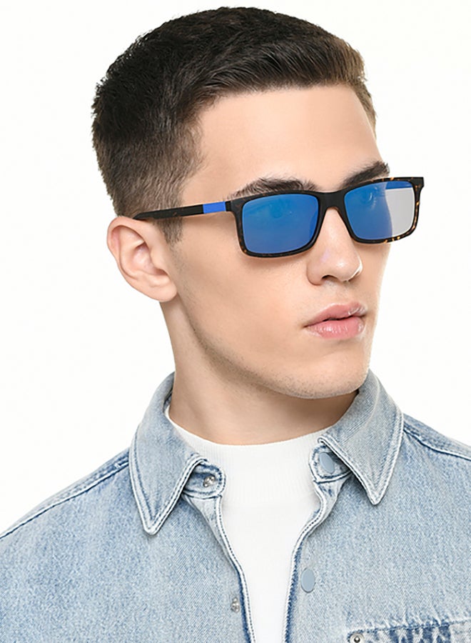 John Jacobs Unisex John Jacobs | Brown - Blue | Full Rim Rectangular Stylish & Premium UV Protected Sunglasses | Reflectors | 100% UV Protection (UV 400) | Men & Women | Extra Wide | JJ S70036 - Image 3