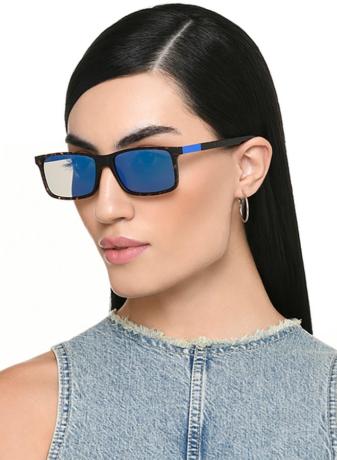 John Jacobs Unisex John Jacobs | Brown - Blue | Full Rim Rectangular Stylish & Premium UV Protected Sunglasses | Reflectors | 100% UV Protection (UV 400) | Men & Women | Extra Wide | JJ S70036 - Image 4