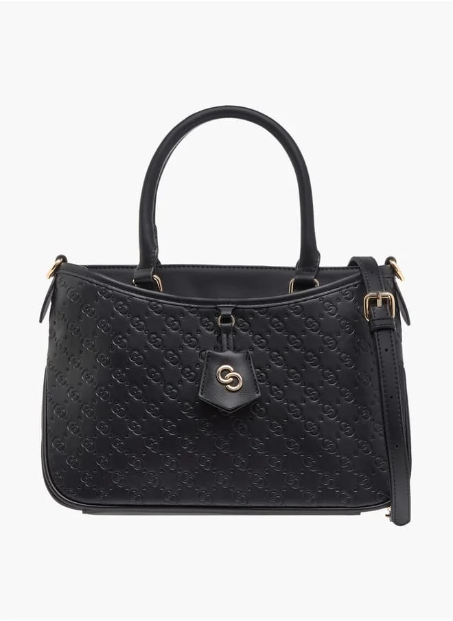 سيليست Women Monogram Embossed Tote Bag with Zip Closure and Detachable Strap