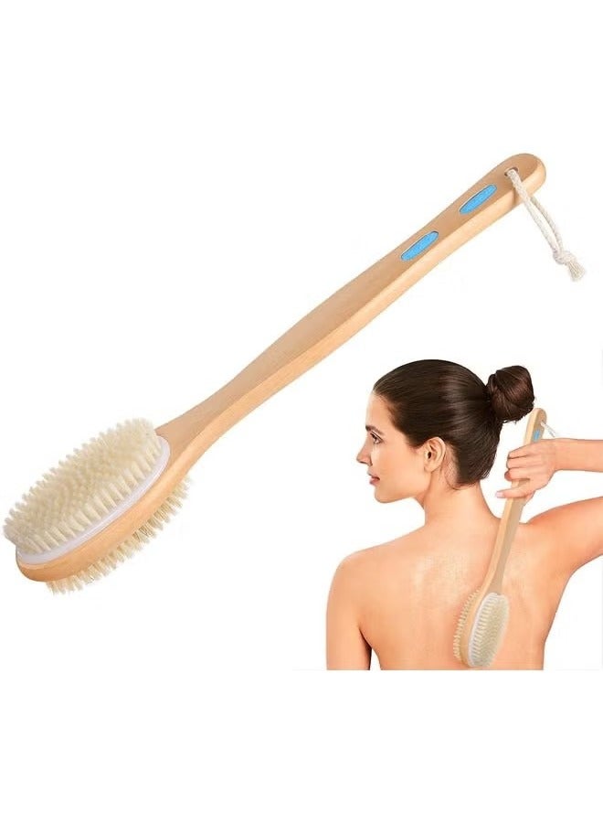 Beauenty Body Brush, Back Scrubber for Shower, Exfoliating Body Scrubber with Soft and Stiff Bristles, Shower Foot Scrubber, Shower Loofah with Long Handle for Wet or Dry Brushing, Exfoliating Massage  - Image 1