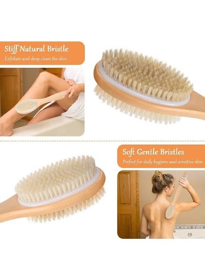 Beauenty Body Brush, Back Scrubber for Shower, Exfoliating Body Scrubber with Soft and Stiff Bristles, Shower Foot Scrubber, Shower Loofah with Long Handle for Wet or Dry Brushing, Exfoliating Massage  - Image 2