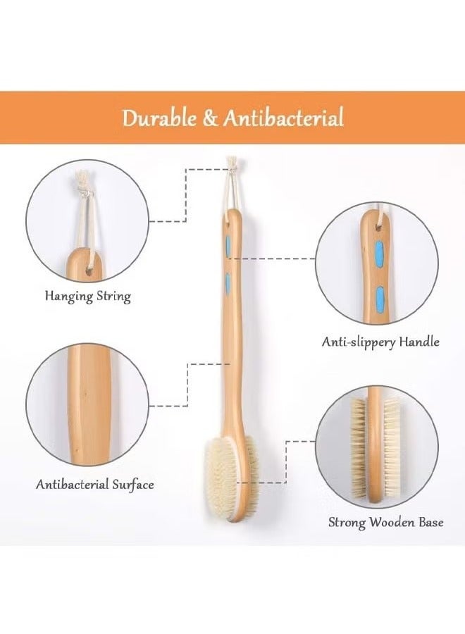 Beauenty Body Brush, Back Scrubber for Shower, Exfoliating Body Scrubber with Soft and Stiff Bristles, Shower Foot Scrubber, Shower Loofah with Long Handle for Wet or Dry Brushing, Exfoliating Massage  - Image 3