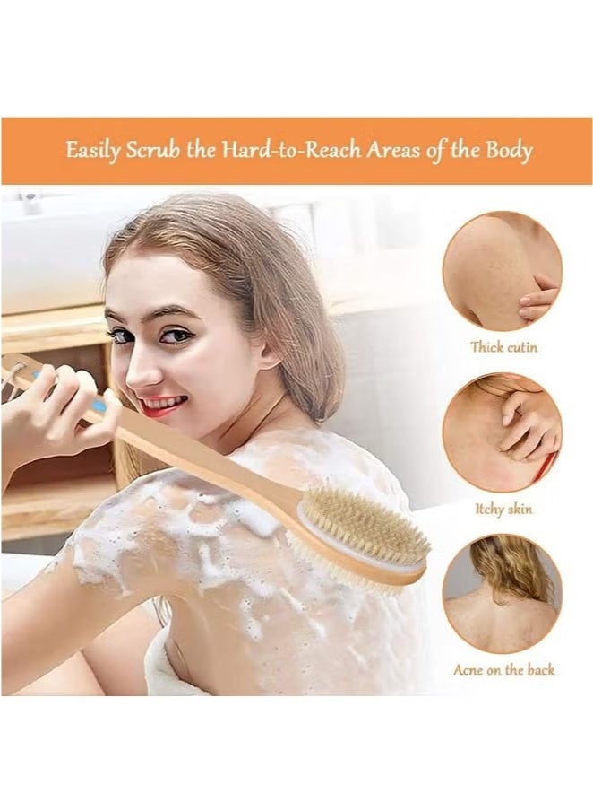 Beauenty Body Brush, Back Scrubber for Shower, Exfoliating Body Scrubber with Soft and Stiff Bristles, Shower Foot Scrubber, Shower Loofah with Long Handle for Wet or Dry Brushing, Exfoliating Massage  - Image 4