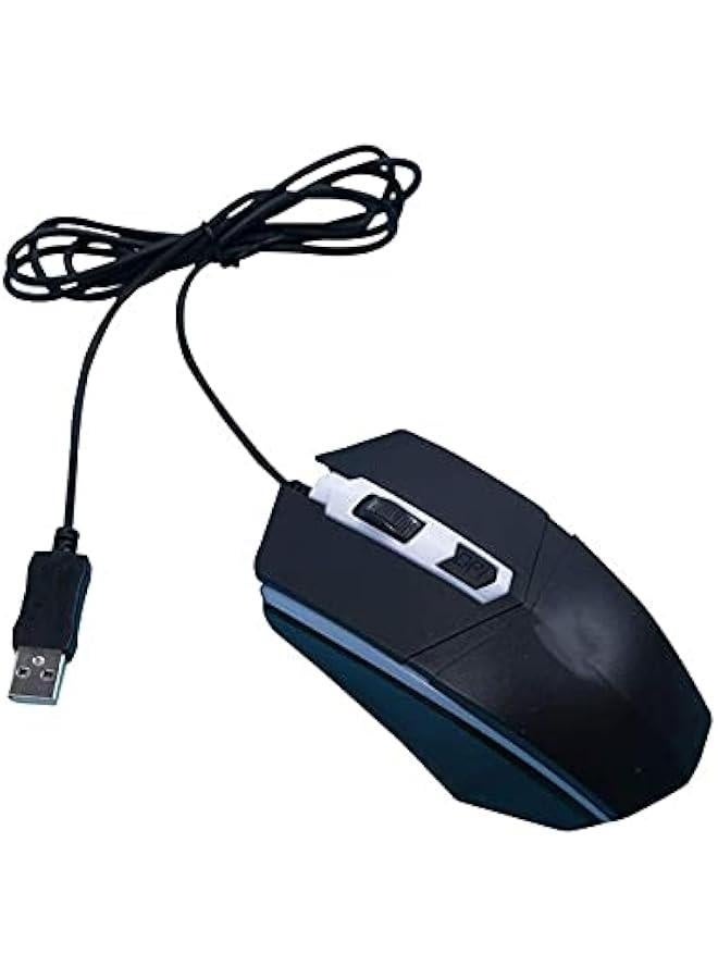 مجموعة لوحة مفاتيح وماوس الألعاب الميكانيكية، إضاءة LED قوس قزح، مجمع مكتبي سلكي USB (أسود) - Image 4