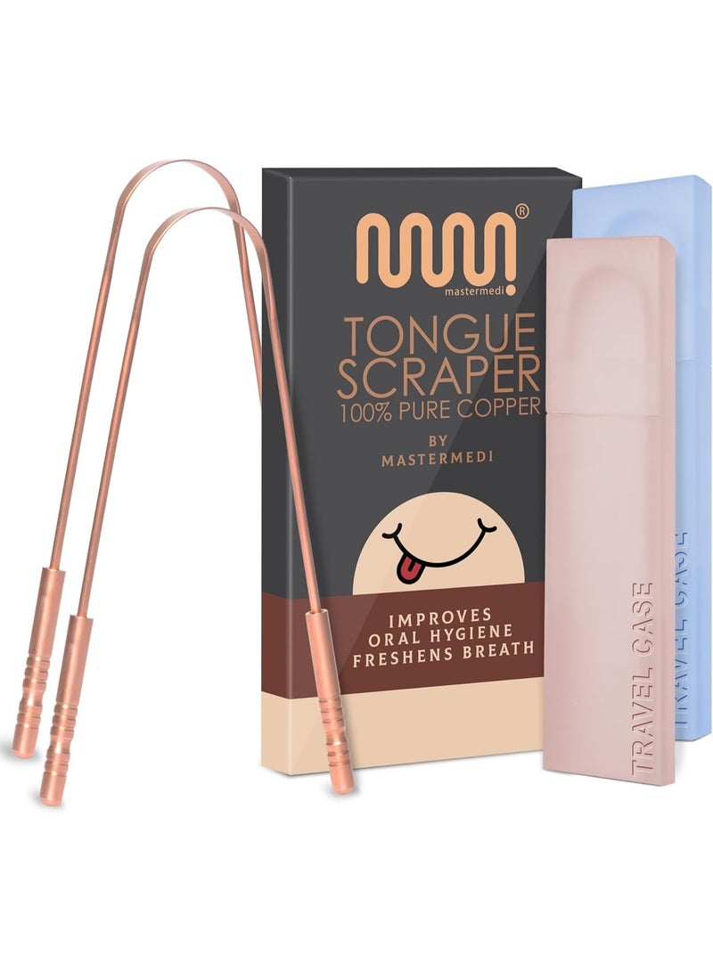 MasterMedi Tongue Scraper Tongue Scraper Stainless Steel New (Copper 2 Count (Pack of 1)) - Image 1