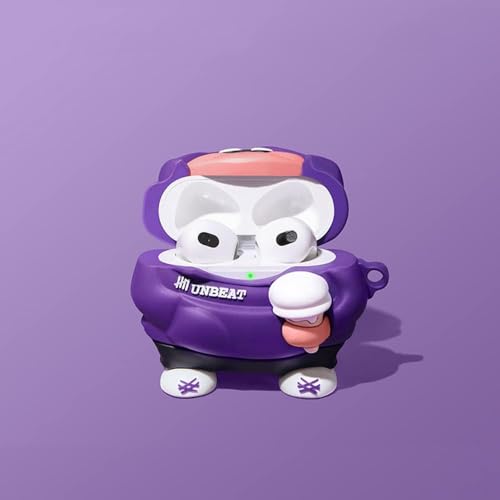 Meyaar Silicone Case for Apple Airpods 4 (2024) Cute Design for AirPods 4 with Active Noise Cancellation (ANC) with Keychain Shockproof Protective Case (Unbeat (Purple)) - Image 2