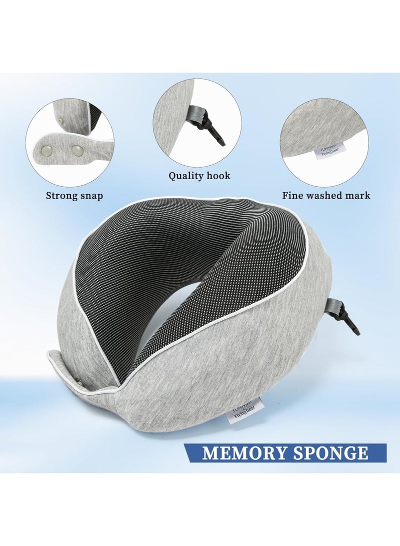 SYOSI Travel Pillow, Memory Foam Airplane Pillow, Ergonomic Neck Support Cushion with Breathable Cover, Travel Head Rest for Long Flights, Car Rides, Office Naps, and Commuting, Machine Washable (Grey) - Image 4