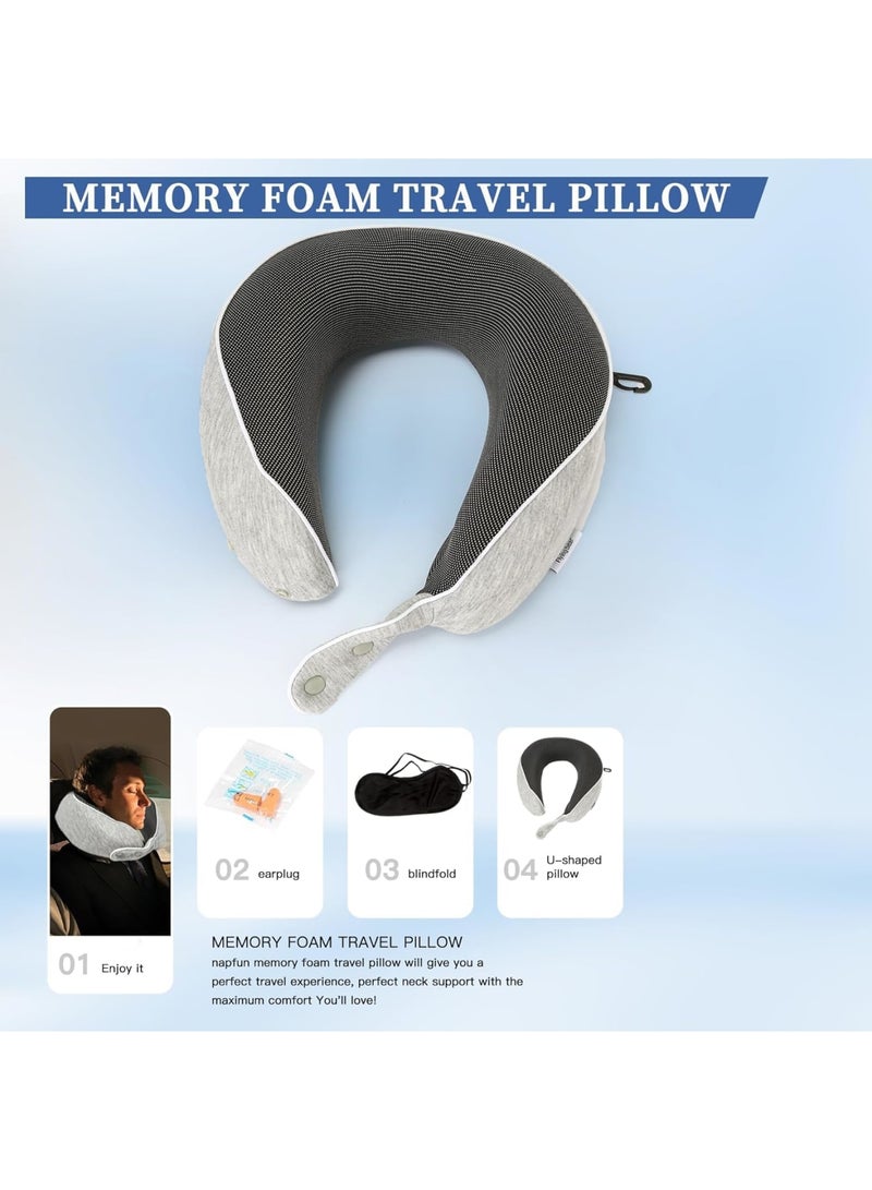 SYOSI Travel Pillow, Memory Foam Airplane Pillow, Ergonomic Neck Support Cushion with Breathable Cover, Travel Head Rest for Long Flights, Car Rides, Office Naps, and Commuting, Machine Washable (Grey) - Image 5