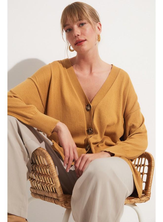 June Bone Buttoned Cardigan Tan - Image 5