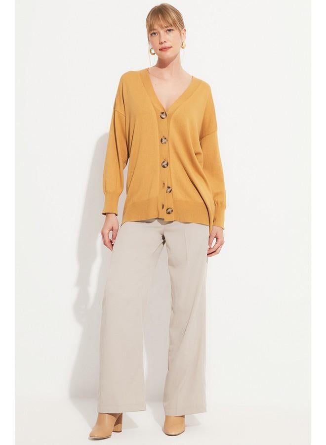 June Bone Buttoned Cardigan Tan - Image 2