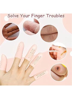MOXO Finger Protectors 16 Pcs Silic Finger Cots with Air Holes Protective Fingerti Gloves Finger Covers Protection Breathable Finger Covers Finger Ca Gloves for Wound Cracking  - Image 3