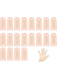 MOXO Finger Protectors 16 Pcs Silic Finger Cots with Air Holes Protective Fingerti Gloves Finger Covers Protection Breathable Finger Covers Finger Ca Gloves for Wound Cracking  - Image 1
