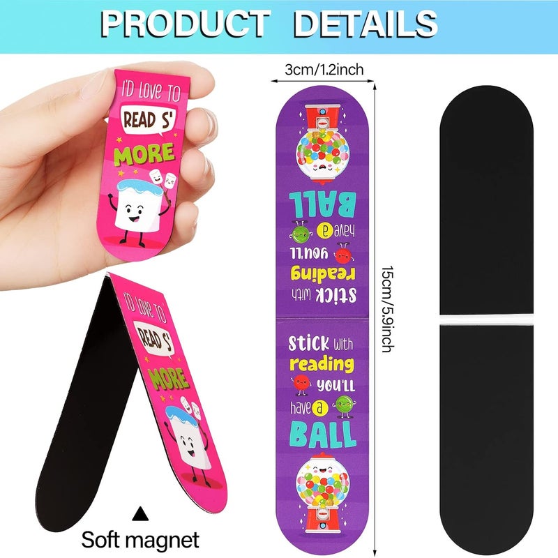Fainne 30 Pieces Assorted Scented Magnetic Bookmarks Scratch and Sniff Fruit Food Theme Bookmarks Encouraging Sayings Bookmarks Cute Bookmarks for Kids, Students, Teens, 10 Styles (Classic) - Image 2