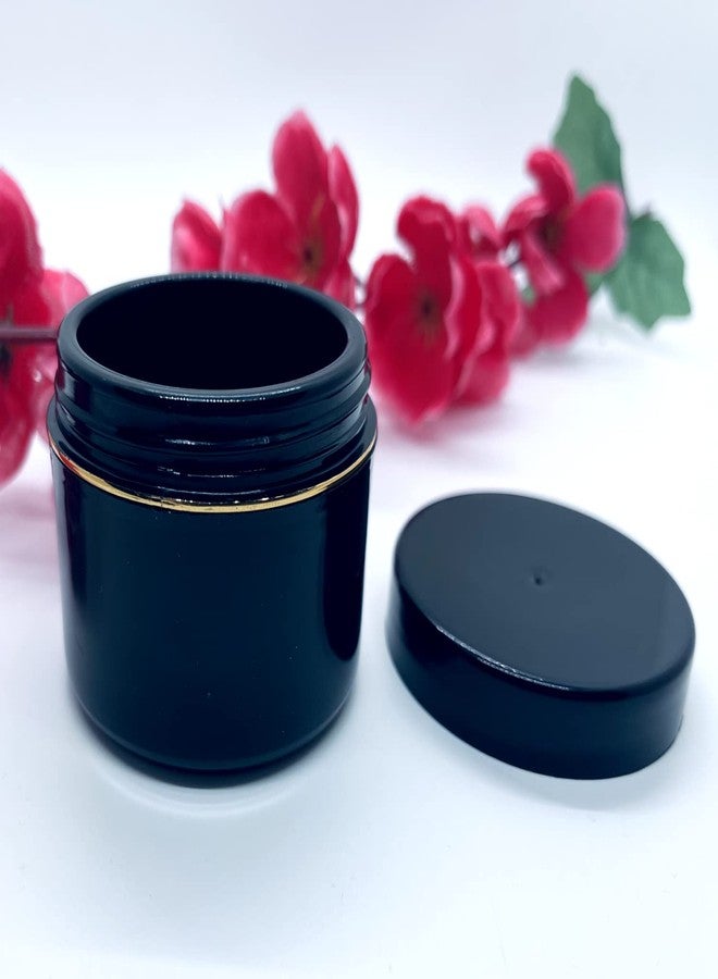 Packdost 50 Gm Black Cosmetic jar with a Very Strong Body Black Cap with Golden Lining with Inner lid for Creams Gel Lip Balm Lip Scrubs Eye Shadow pigments Pack of 4 - Image 2