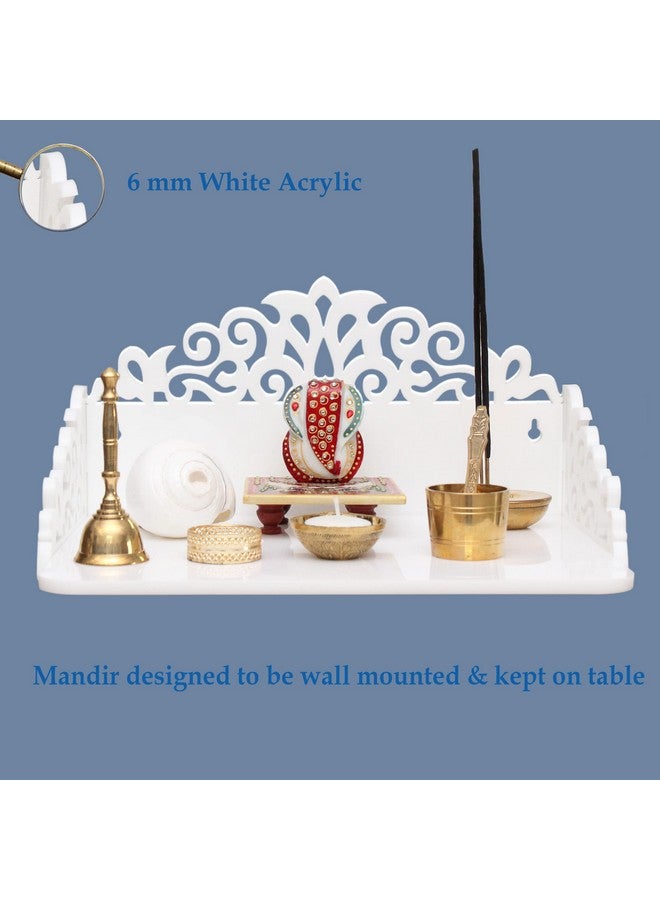 Heartily® : Acrylic Rudra Wall Mounted White Acrylic Home Pooja Temple Mandir Puja Room Items Stand Home Decor Office Chowki Shelf Hanging Product (Height- 6.25, Length- 12, Width-9.0 Inch) (White) - Image 3