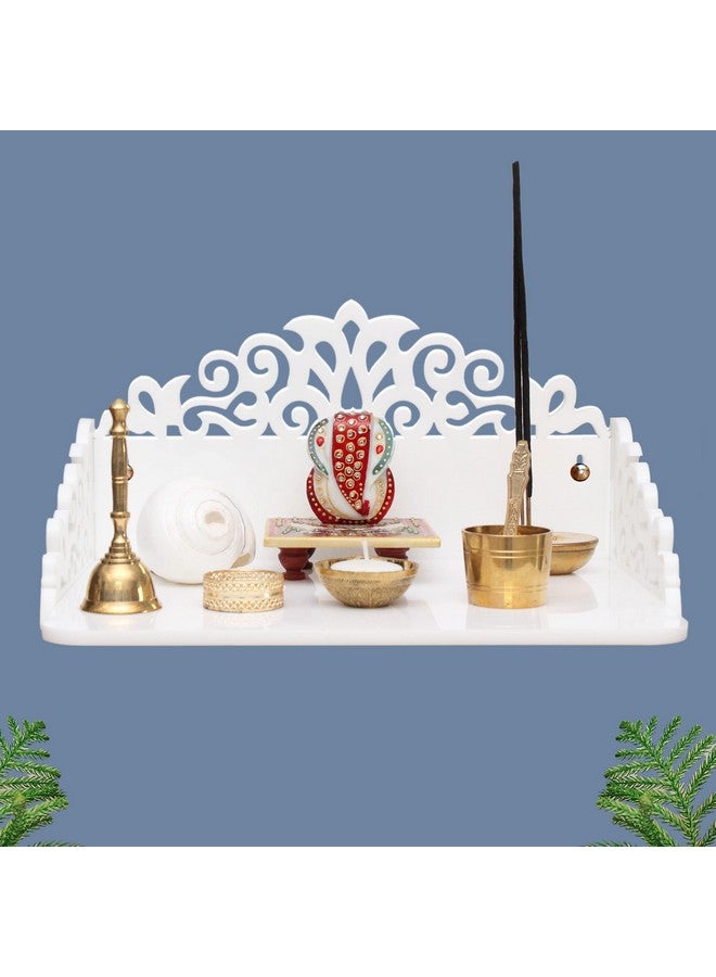 Heartily® : Acrylic Rudra Wall Mounted White Acrylic Home Pooja Temple Mandir Puja Room Items Stand Home Decor Office Chowki Shelf Hanging Product (Height- 6.25, Length- 12, Width-9.0 Inch) (White) - Image 1