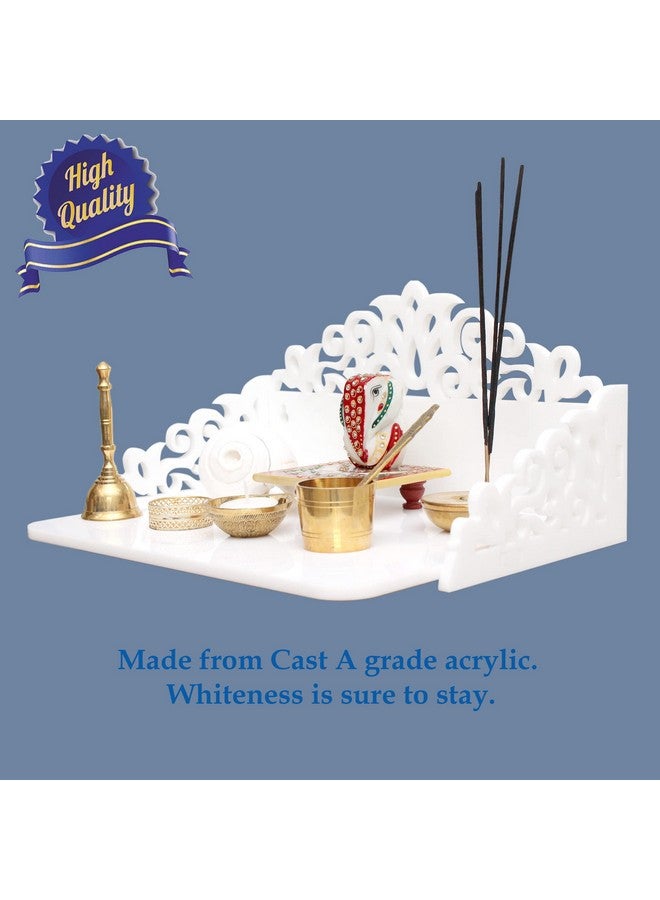 Heartily® : Acrylic Rudra Wall Mounted White Acrylic Home Pooja Temple Mandir Puja Room Items Stand Home Decor Office Chowki Shelf Hanging Product (Height- 6.25, Length- 12, Width-9.0 Inch) (White) - Image 2
