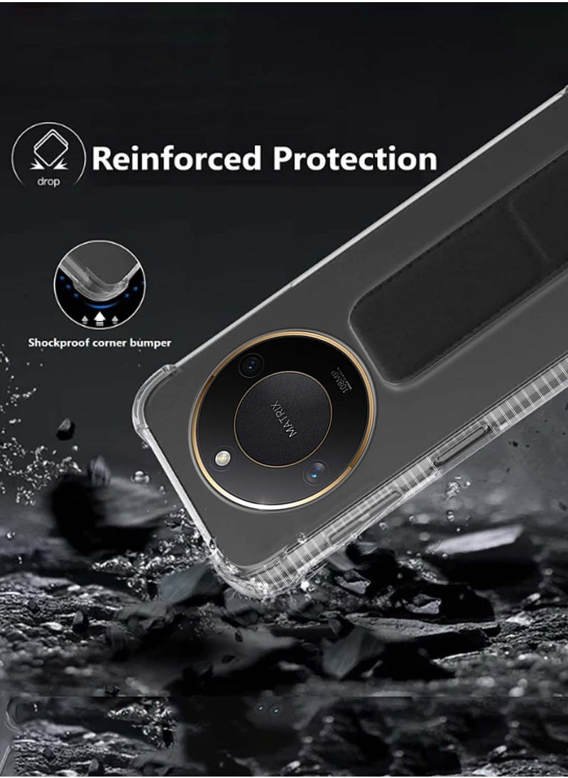 Wtech Honor X9c Smart 2024 TPU Hand Grip Air Pillow Case Cover - Clear/Black  - Image 4