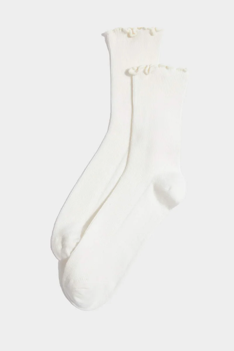 Defacto Woman Ruffled 3 Piece Cotton Long Sockss