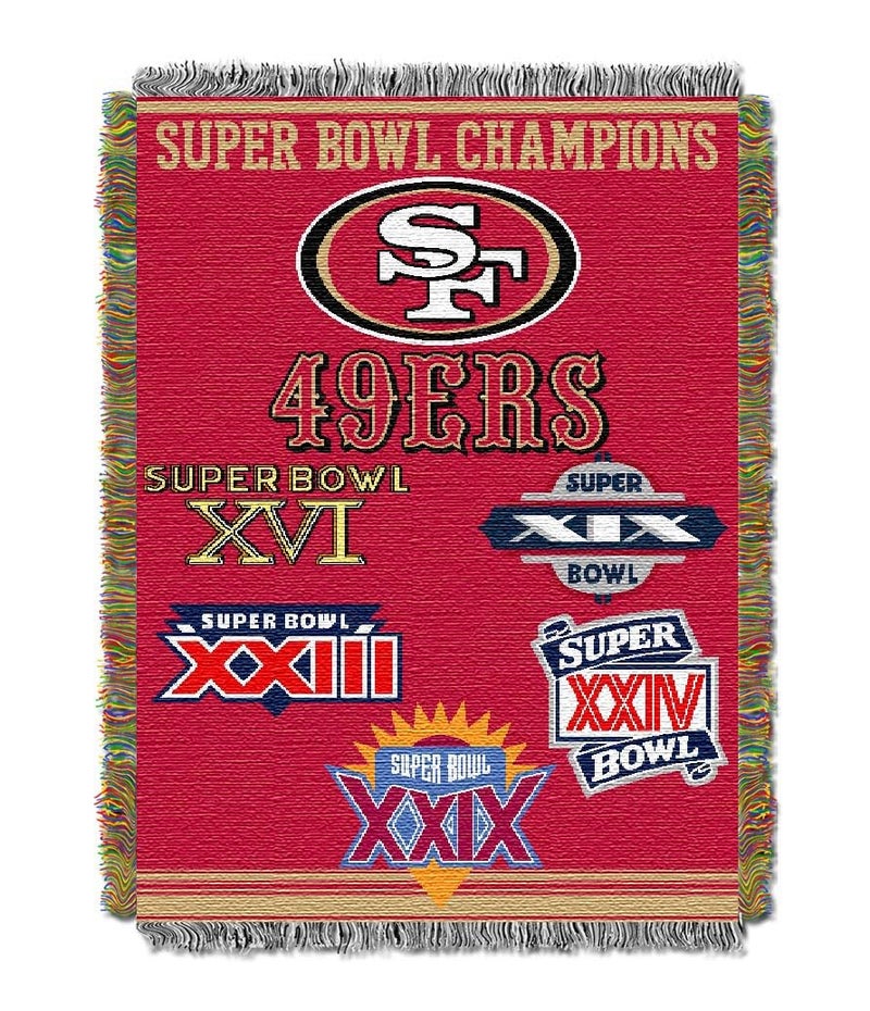 Northwest NFL San Francisco 49ers Commemorative Woven Tapestry Wall Hanging, 48 x 60 Inches, Officially Licensed, Decorative Fringes - Image 1