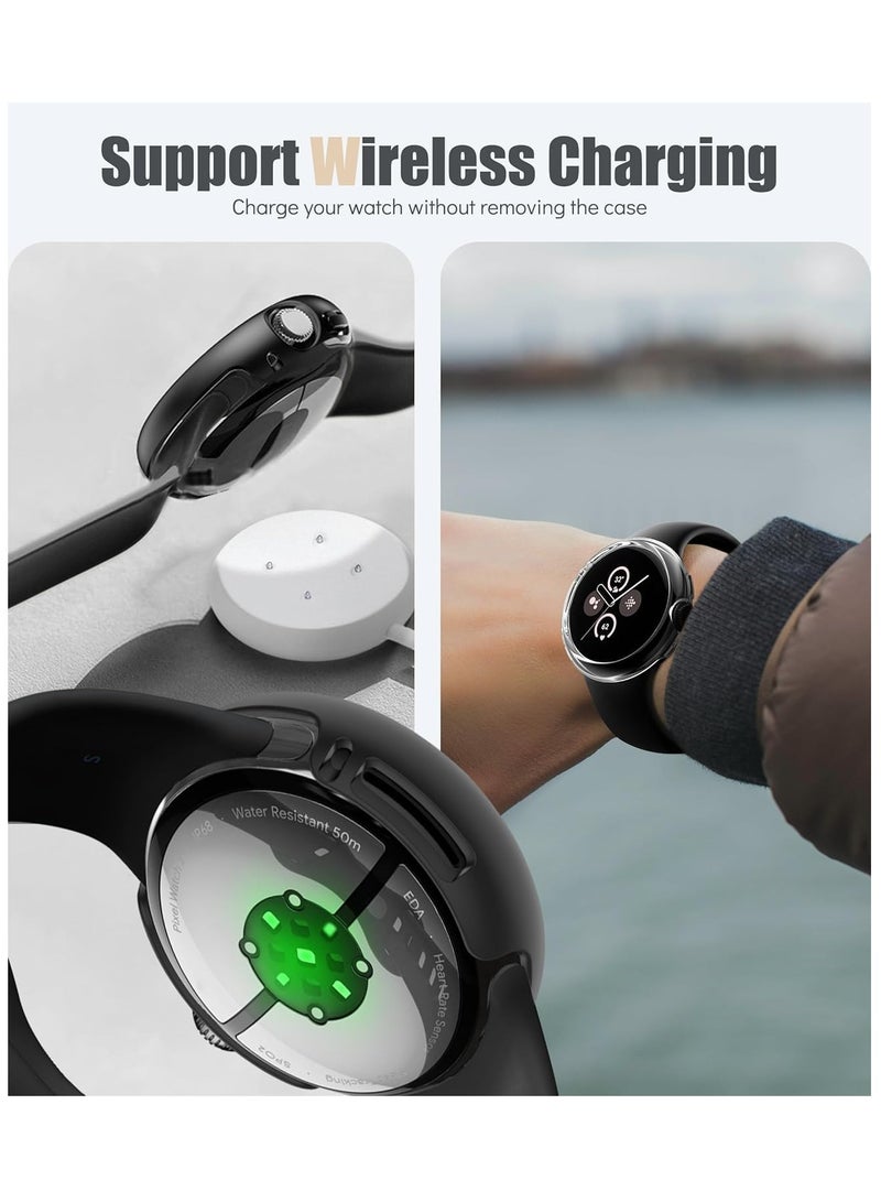 KASTWAVE 4 Packs Watch Case for Google Pixel Watch Anti-Scratch and Anti-Vibration Hard PC All-Around Protective Case No Screen Protector Included (Clear Black Sliver) - Image 5
