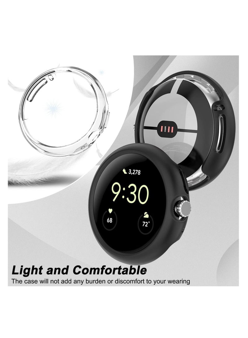 KASTWAVE 4 Packs Watch Case for Google Pixel Watch Anti-Scratch and Anti-Vibration Hard PC All-Around Protective Case No Screen Protector Included (Clear Black Sliver) - Image 4