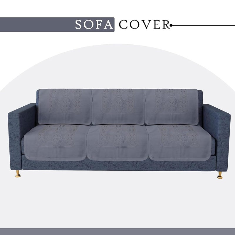 Kuber Industries Kuber Industries Sofa Cover | Net 5-Seater Sofa Cover | Sofa Slipcover Set | Couch Sofa Cover For Living Room, Home Decor | 10 Pices | Self Flower New Jersey-Grey - Image 3