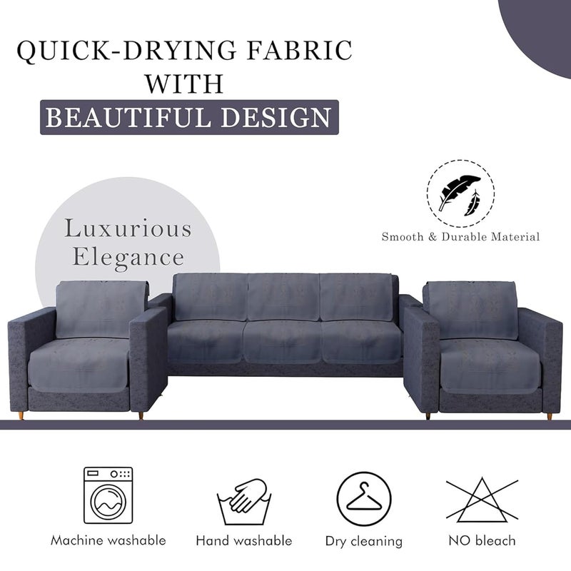 Kuber Industries Kuber Industries Sofa Cover | Net 5-Seater Sofa Cover | Sofa Slipcover Set | Couch Sofa Cover For Living Room, Home Decor | 10 Pices | Self Flower New Jersey-Grey - Image 5