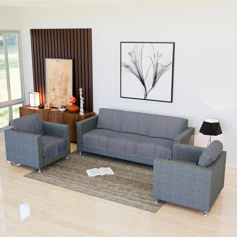Kuber Industries Kuber Industries Sofa Cover | Net 5-Seater Sofa Cover | Sofa Slipcover Set | Couch Sofa Cover For Living Room, Home Decor | 10 Pices | Self Flower New Jersey-Grey - Image 1
