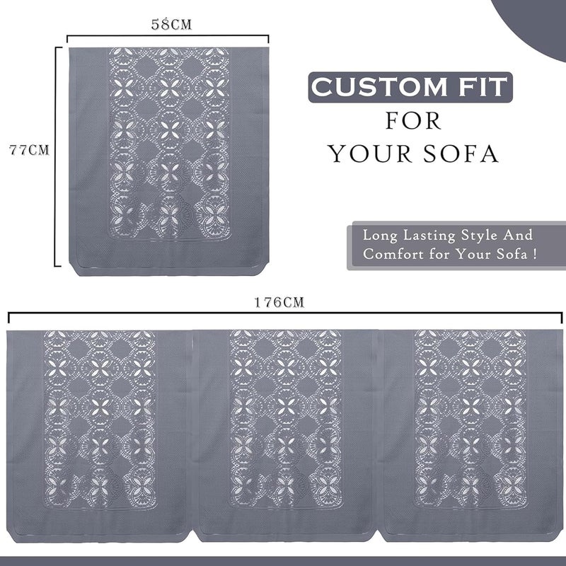 Kuber Industries Kuber Industries Sofa Cover | Net 5-Seater Sofa Cover | Sofa Slipcover Set | Couch Sofa Cover For Living Room, Home Decor | 10 Pices | Self Flower New Jersey-Grey - Image 2