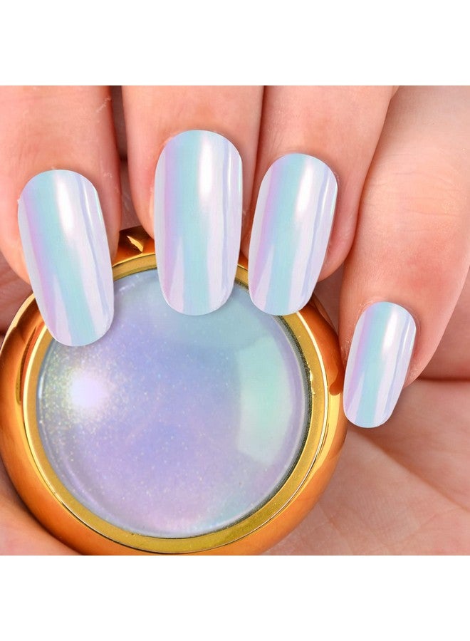 MEILINDS 2 Pcs Mermaid Chrome Nail Powder Kit 2 Colors Neon Effect Iridescent Nails Powder Aurora Holographic Nail Glitter Rainbow Mica Powders Chrome Nail Art Dust Tip Manicure Pigment - Image 4