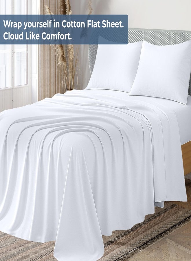 Royale Linens 100% Organic Cotton Full Flat Sheet Only - Super Soft - Percale Top Sheets - Full Flat Sheet Sold Separately - Breathable, Cool & Crisp White Sheets Only (81" x 96", White) - Image 2