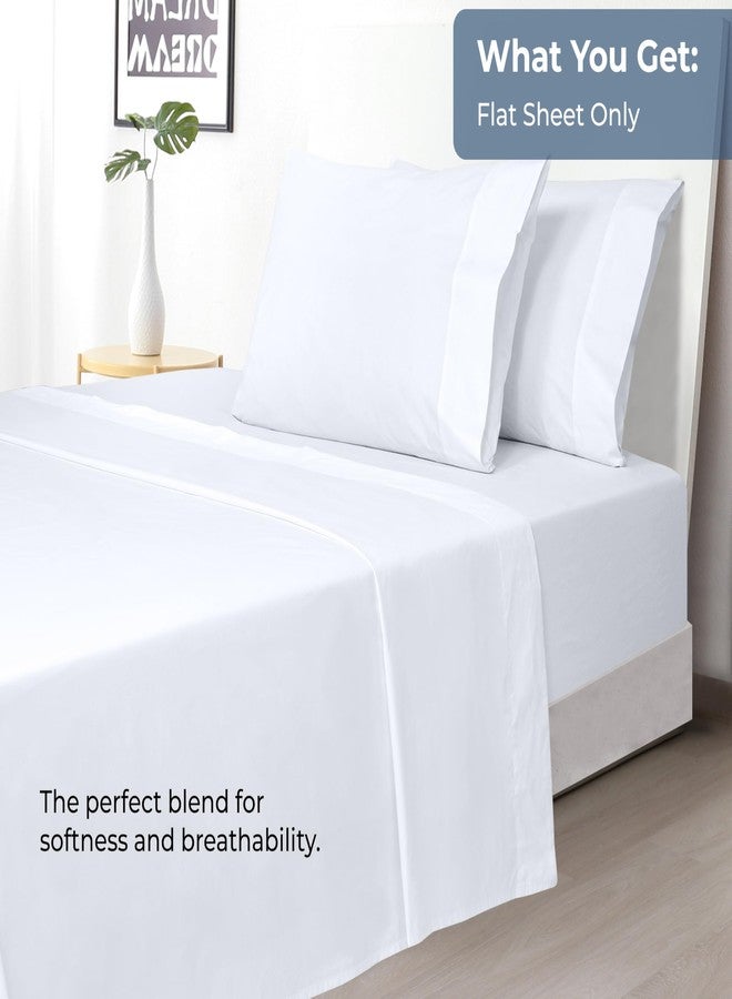Royale Linens 100% Organic Cotton Full Flat Sheet Only - Super Soft - Percale Top Sheets - Full Flat Sheet Sold Separately - Breathable, Cool & Crisp White Sheets Only (81" x 96", White) - Image 5