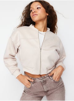 trendyol Stone Oversize Suede Bomber Jacket Coat TWOSS24MO00048  - Image 1
