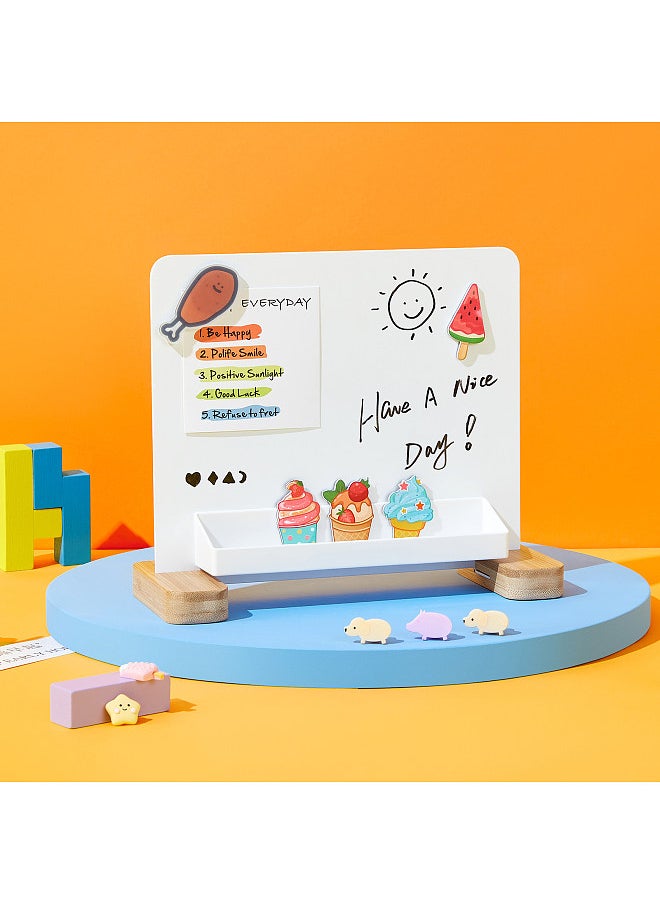 Generic - Versatile Magnetic Desktop Whiteboard with Bamboo Base Stand-up Dry Erase Writing Board Storage Box Design ncludes1pc Black Marker & 1 Eraser & 1 Magnet Easy to Write and Erase Perfect - Image 1