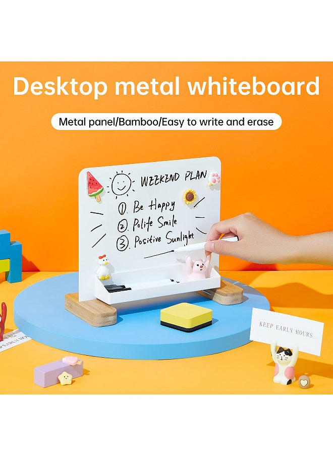 Generic - Versatile Magnetic Desktop Whiteboard with Bamboo Base Stand-up Dry Erase Writing Board Storage Box Design ncludes1pc Black Marker & 1 Eraser & 1 Magnet Easy to Write and Erase Perfect - Image 1