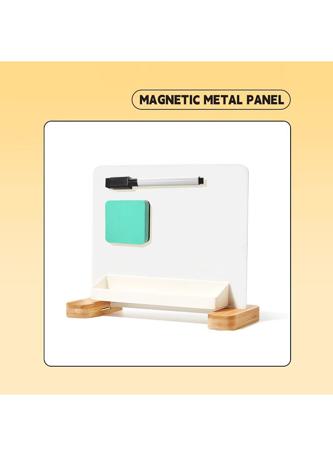 Generic - Versatile Magnetic Desktop Whiteboard with Bamboo Base Stand-up Dry Erase Writing Board Storage Box Design ncludes1pc Black Marker & 1 Eraser & 1 Magnet Easy to Write and Erase Perfect - Image 1