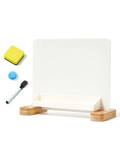 Versatile Magnetic Desktop Whiteboard with Bamboo Base Stand-up Dry Erase Writing Board Storage Box Design ncludes1pc Black Marker & 1 Eraser & 1 Magnet Easy to Write and Erase Perfect