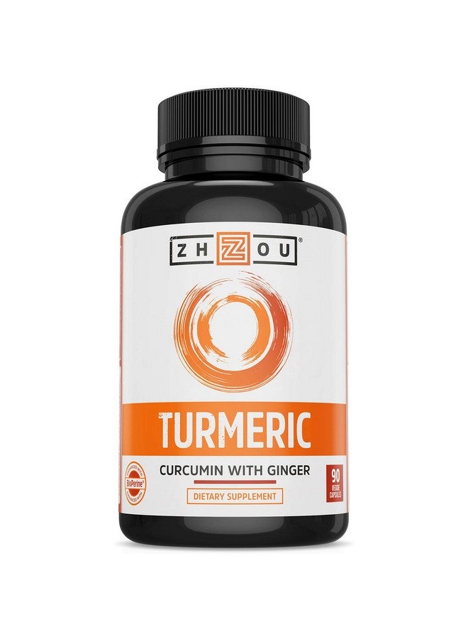 Zhou Turmeric Curcumin with Ginger - Turmeric and Ginger Supplement for Women & Men, Curcuminoids with Ginger Root & Black Pepper Extract for Digestion & Joint Health - 90 Veggie Capsules - Image 1