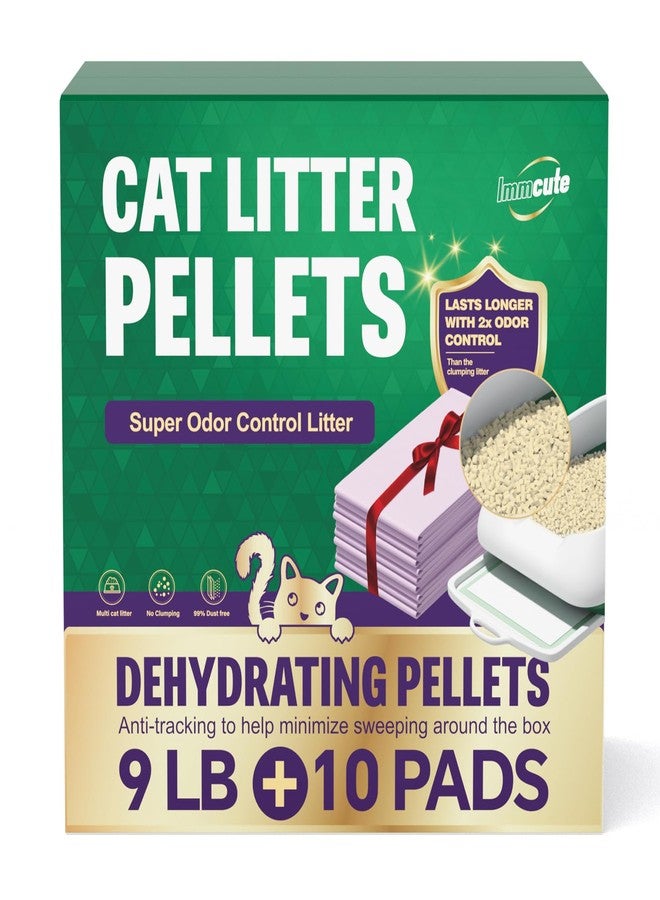 IMMCUTE Zeolite Litter Pellets, 9lb Bag Lasts 60 Days, Odor Control Cat Litter Pellets with Extra 10 Ct Pee Pads, Non Clumping Cat Litter, Low-Tracking, Unscented - Image 1
