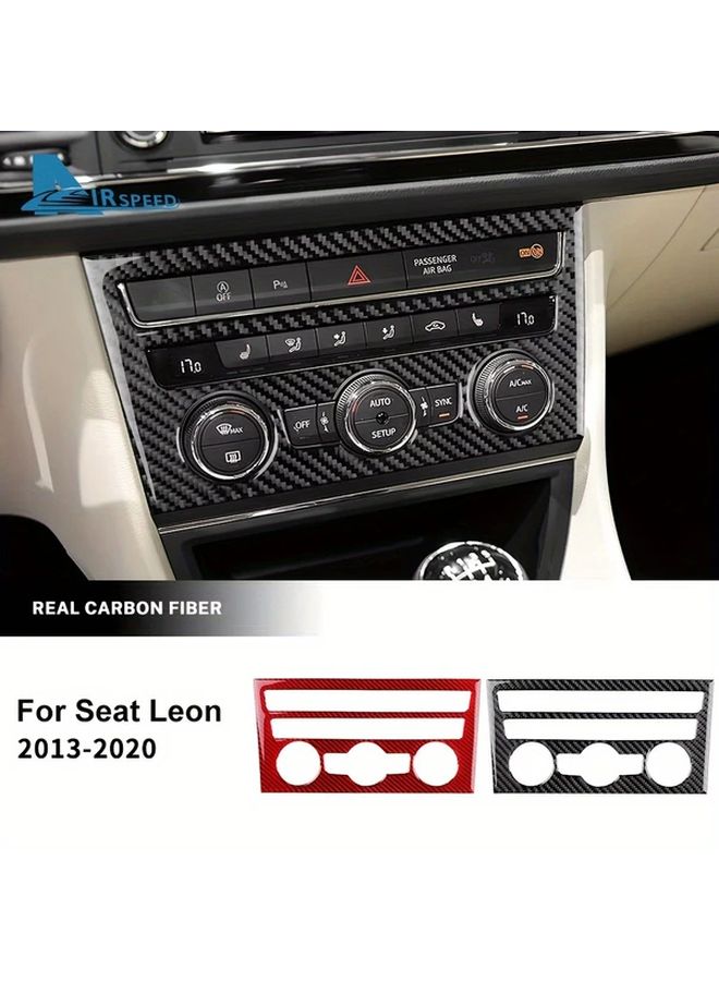 Red Carbon Fiber AC Button Panel Trim For Seat Leon 2013 2020 LHD RHD - Image 1