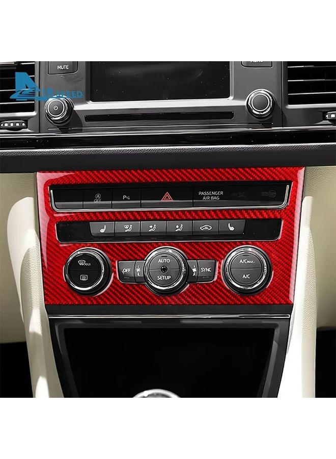Red Carbon Fiber AC Button Panel Trim For Seat Leon 2013 2020 LHD RHD - Image 2