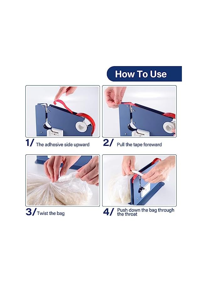 vesus Bag Sealer With Bag Trimmer - Includes 2 Rolls Of Tapes - Poly Bag Sealer Tape Machine, Bag Sealing Tape Dispenser For Fruit, Greens And Ground Meat Packaging - Image 3